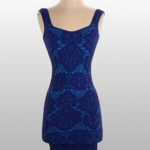 Intimately by Free People Mini Lace Bodycon Blue Dress XS